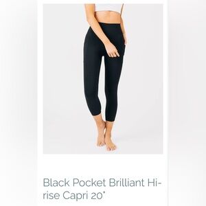 Zyia Active Black Pocket Brilliant Hi-Rise Capri Legging - 20”, Size 16-18 - New
